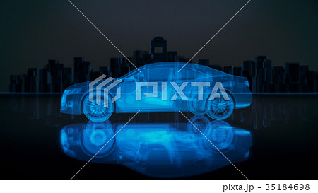 X-ray concept car with city background.3D render 35184698