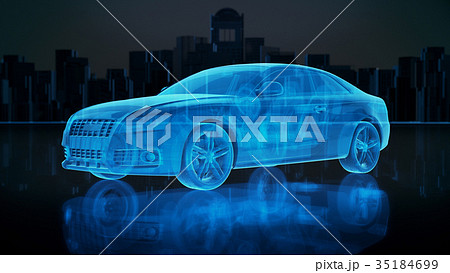 X-ray concept car with city background.3D render 35184699