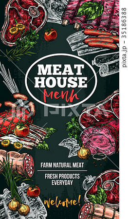 Vector sketch poster for meat house delicatessen 35186388