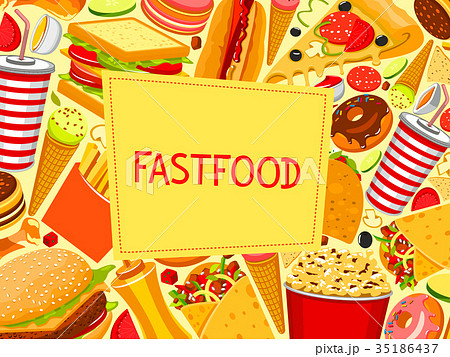 Fast food burger and sandwich vector menu poster Fast food burger and sandwich vector menu poster 35186437