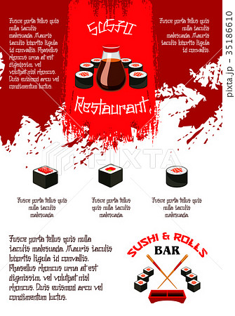 Vector menu for Japanese sushi food bar restaurant 35186610