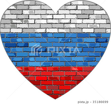 Flag of Russia on a brick wall in heart shape Flag of Russia on a brick wall in heart shape 35186699