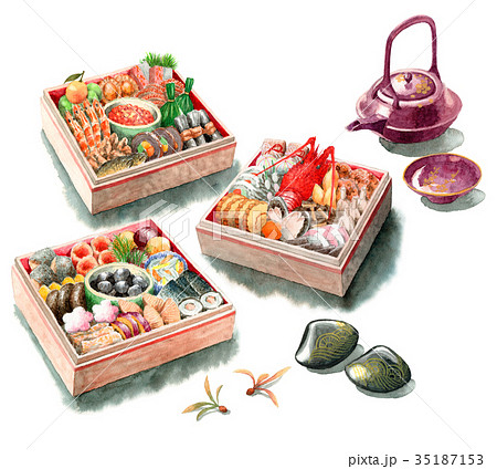 おせちのお重三段とお屠蘇 35187153