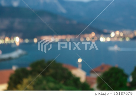 blurred background of old city with evening lights 35187679
