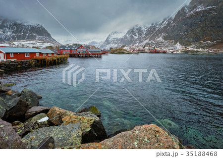 A village on Lofoten Islands, Norway 35188468