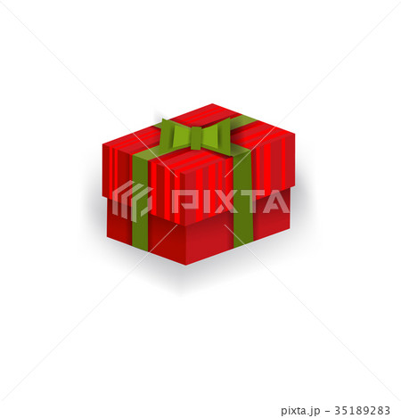vector flat present gift box with white ribbon bow vector flat present gift box with white ribbon bow 35189283