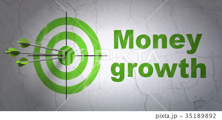 Banking concept: target and Money Growth on wall 35189892
