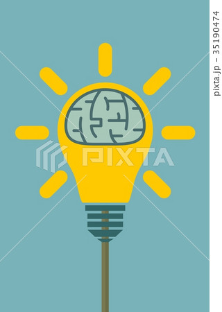 Big human brain inside shining lightbulb 35190474