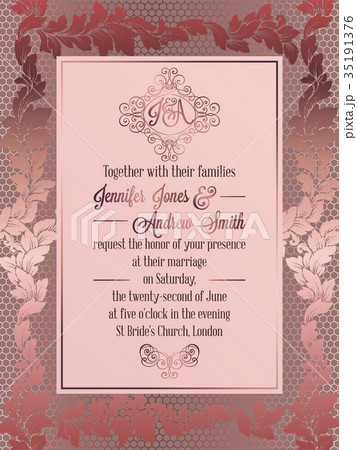 Vintage baroque style wedding invitation card Vintage baroque style wedding invitation card 35191376