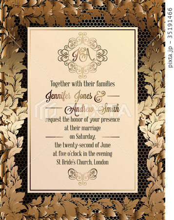 Vintage baroque style wedding invitation card  35191466