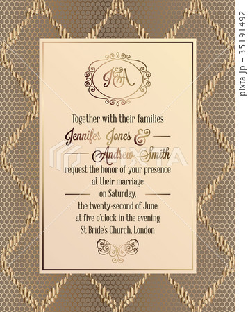 Vintage baroque style wedding invitation card  35191492