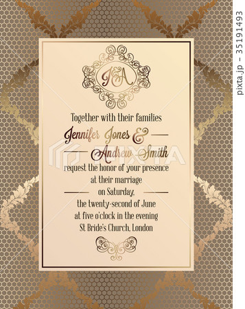 Vintage baroque style wedding invitation card Vintage baroque style wedding invitation card 35191493