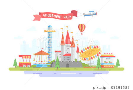 City with amusement park - modern flat design 35191585