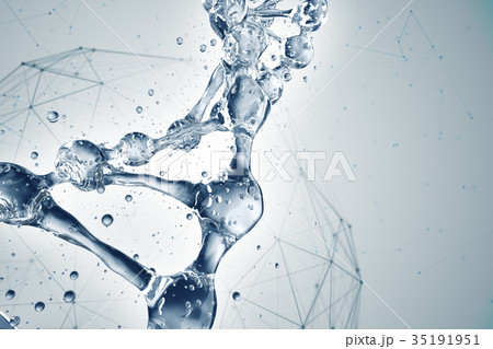 3d illustration of DNA molecule model from water. 3d illustration of DNA molecule model from water. 35191951