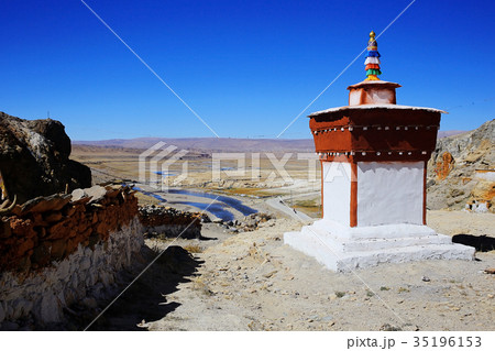 stupa in the ancient Tibetan monastery stupa in the ancient Tibetan monastery 35196153