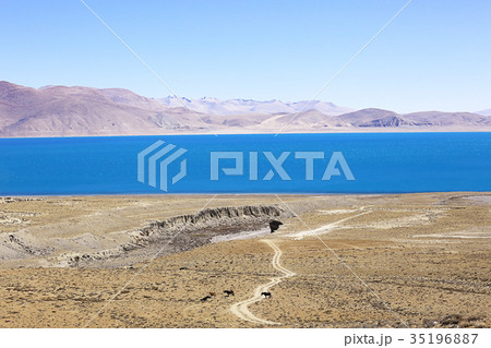 sacred lake in tibet landscape 35196887