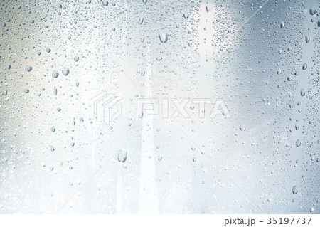 texture of a drop of rain on a glass wet transparent background 35197737
