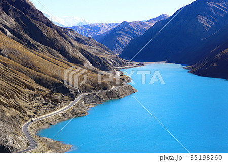 sacred lake in tibet landscape sacred lake in tibet landscape 35198260