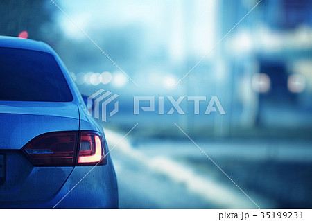 cars on the road snow frosty winter day, the view from the car 35199231