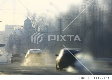city street cars traffic cityscape 35199423