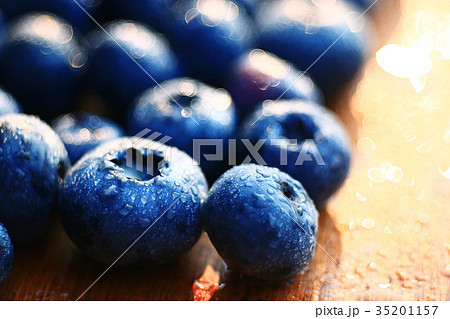 fresh berries blueberries close-up scattered 35201157