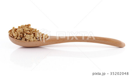granola close up isolated on white background. 35202048
