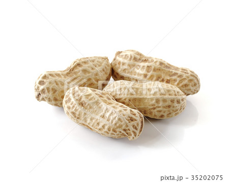 peanuts close up isolated on white background . 35202075