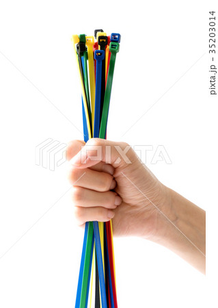 Cable ties Colorful cable on hand Cable ties Colorful cable on hand 35203014