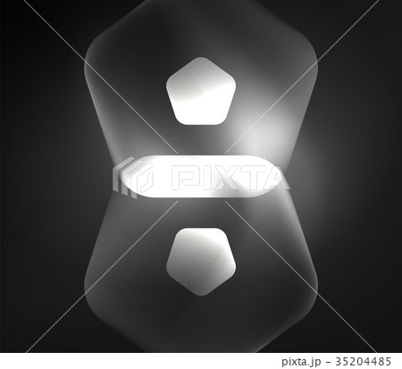 Glowing glass transparent pentagans, geometric 35204485