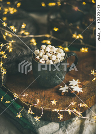 Christmas winter hot chocolate with marshmallows 35205048
