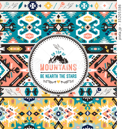 Tribal chic seamless colorful patterns Tribal chic seamless colorful patterns 35205386