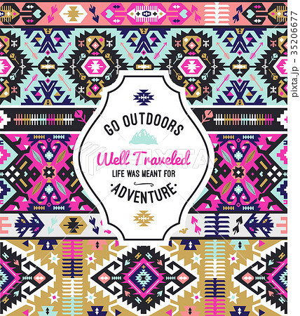 Fancy geometric vector pattern in tribal style 35206677