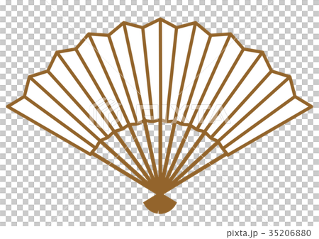 New Year ｜ New Year's card material Folding fan line drawing ｜ Japanese Folding fan 35206880