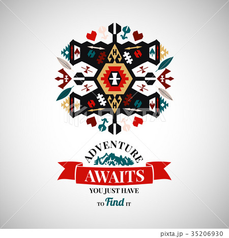 Colorful tribal vector ornamental geometric logo 35206930