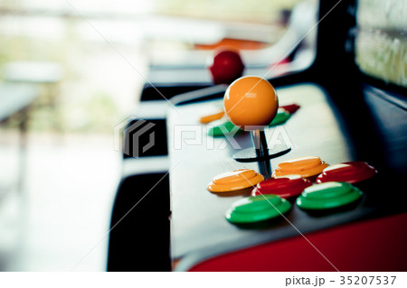 silhouette yellow joystick and six colorful button silhouette yellow joystick and six colorful button 35207537