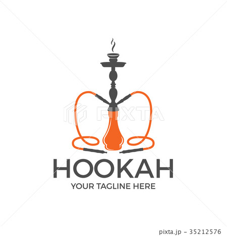 Hookah Logo Design Label Badge Vintage Shishaのイラスト素材