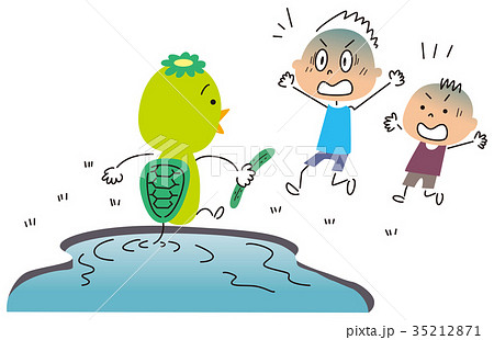 河童の登場に驚く子供 河童の登場に驚く子供 35212871