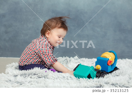 Funny baby toddler boy at home 35213125
