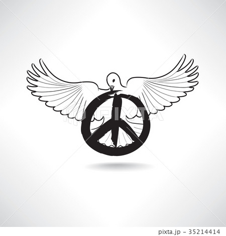 Pigeon symbol. Pacifism sign. Peace day emblem 35214414