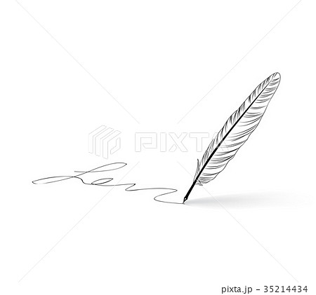 Feather pen icon. Calligraphy sign. 35214434