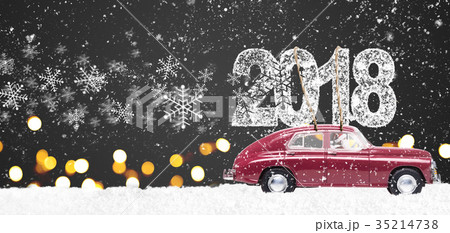 Retro toy car with christmas gifts 35214738