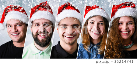 People wearing Santa hat People wearing Santa hat 35214741