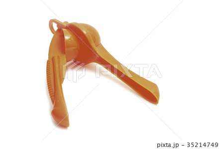 orange hand Juicer on white background isolated 35214749