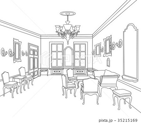 Retro luxury interior. Furniture Living room view Retro luxury interior. Furniture Living room view 35215169