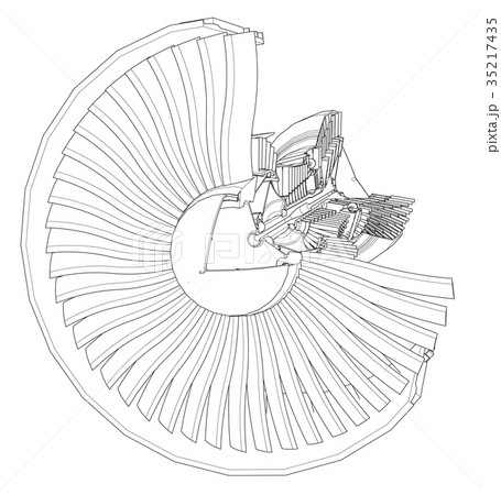 Turbo jet engine aircraft. Vector line 35217435