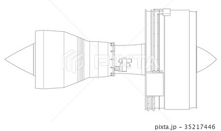 Turbo jet engine aircraft. Vector line 35217446