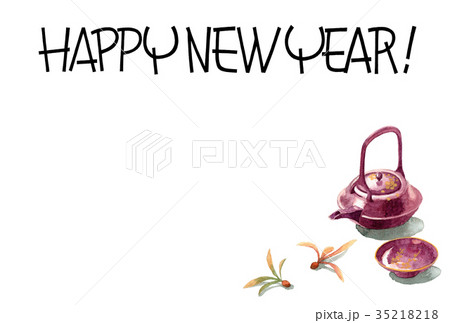 お屠蘇の賀詞入り年賀ハガキ素材 35218218