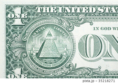 1ドル札 アメリカ プロビデンスの目 の写真素材