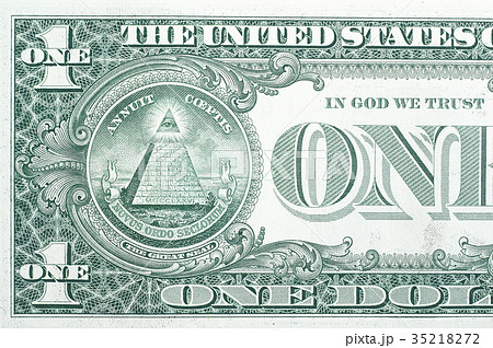 1ドル札 アメリカ プロビデンスの目 の写真素材