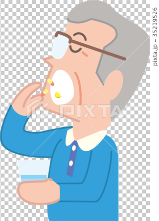 医療　薬飲むシニア男性02 35219526